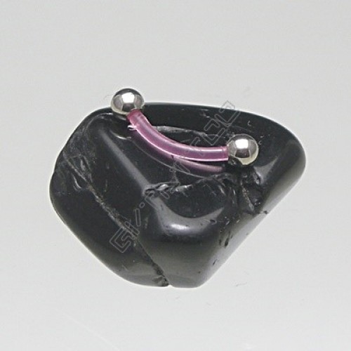 Microbell Curvo Bioplast Haste Rosa Esfera 3mm Aço